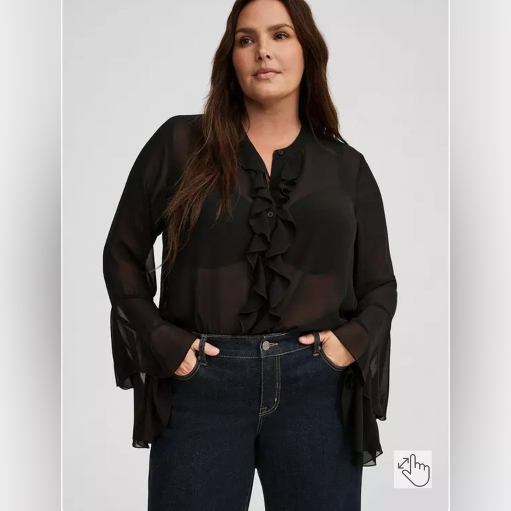Torrid Long Sleeve Ruffle Top - Picture 5 of 7